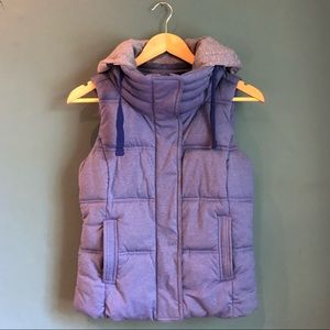 Athleta Periwinkle Puffer Vest with Hood